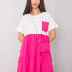 Ecru-fuchsia patty oversize dress