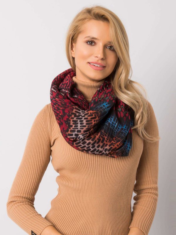 Burgundy scarf with patterns