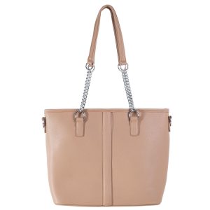 Beige Shoulder Bag with Cosmetic Bag