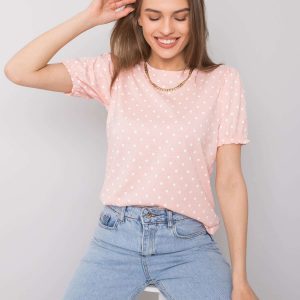 Pale pink T-shirt in polka dot Enna