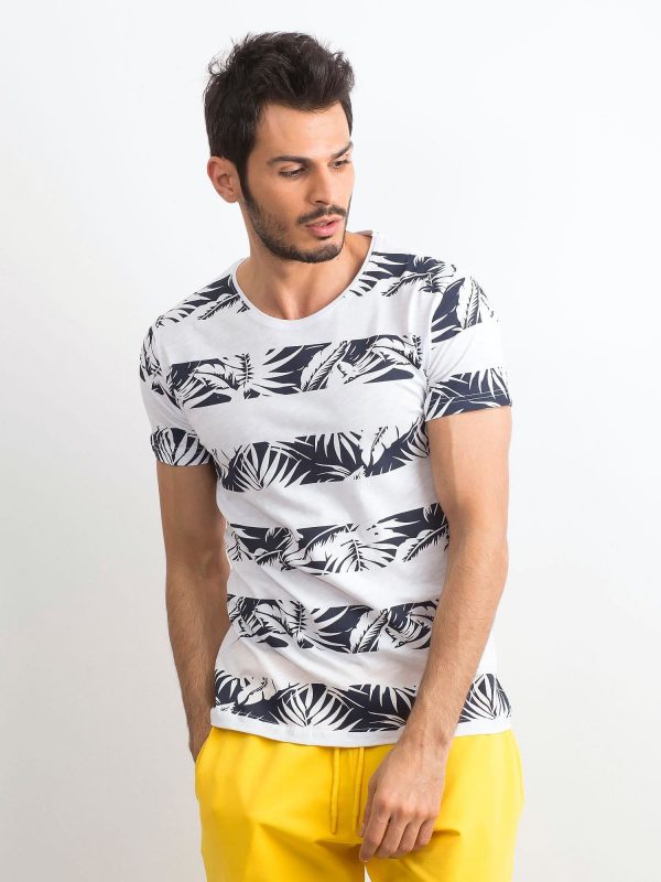 Men's T-shirt with vegetable print white-navy blue