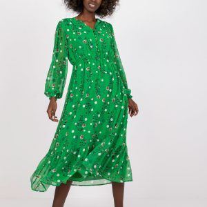 Green V-neck dress RUE PARIS