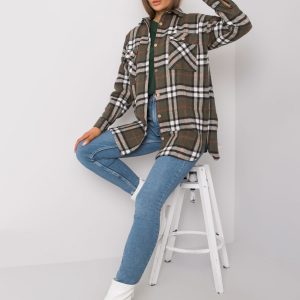 Khaki Women's Plaid Shirt Lais RUE PARIS