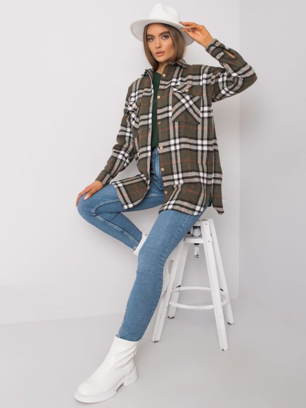 Khaki Women's Plaid Shirt Lais RUE PARIS