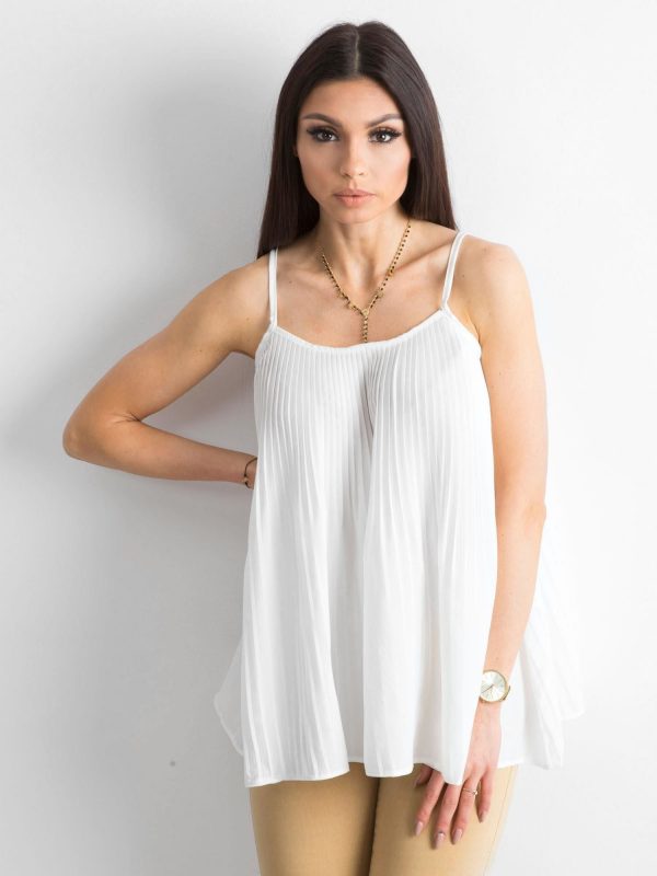 White pleated top