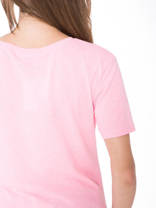 Pink T-Shirt with Romantic Print Girls