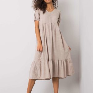 Beige dress with ruffle Eseld OCH BELLA