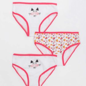 White and coral panties for girl 3-pack