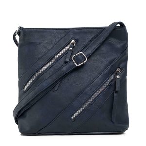 Navy blue eco leather handbag