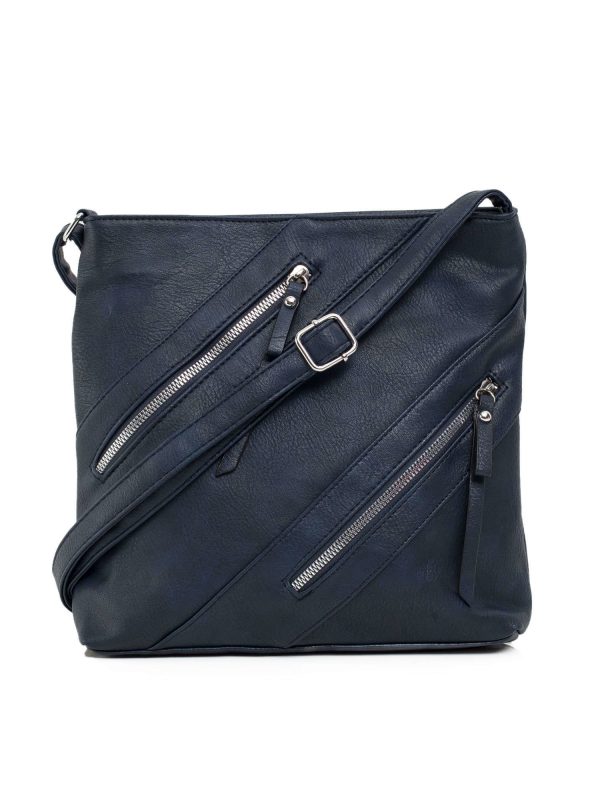 Navy blue eco leather handbag