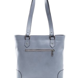 Light Grey Leather Handbag with Zippers