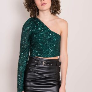 Dark Green Sequin Blouse BSL