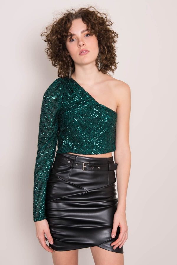 Dark Green Sequin Blouse BSL