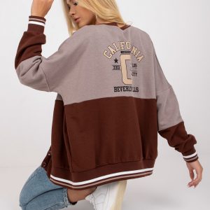 Beige and brown sweatshirt with print