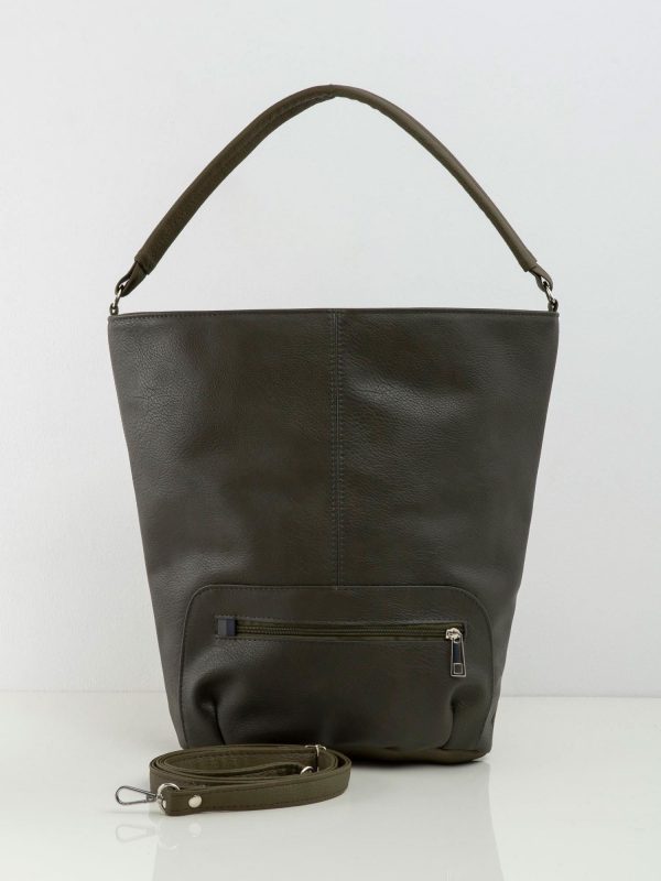 Khaki eco leather shopper bag