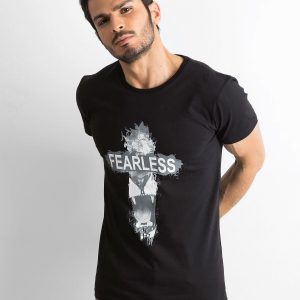 Men's Black Cotton Printed T-Shirt