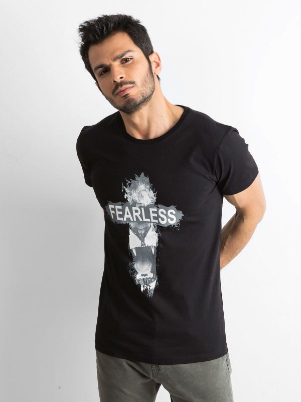 Men's Black Cotton Printed T-Shirt