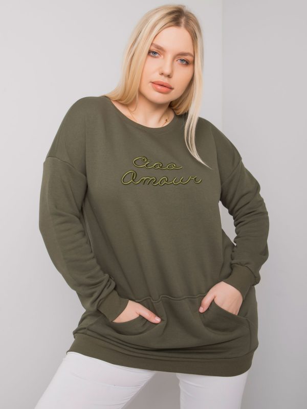 Khaki long sweatshirt plus size Easton