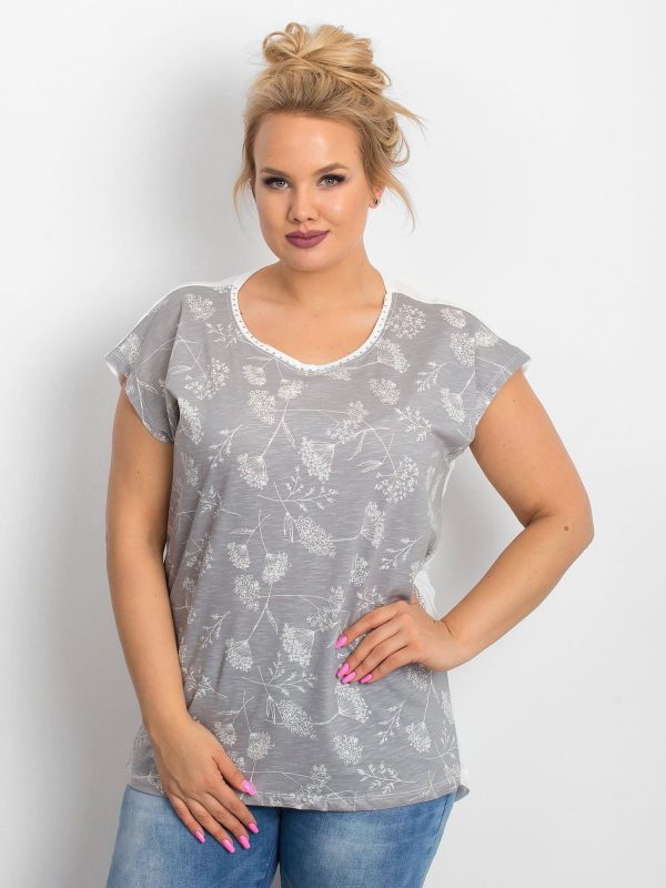 Light grey T-shirt Served PLUS SIZE