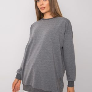 Dark Grey Melange Long Sleeve Tunic Rhiannon