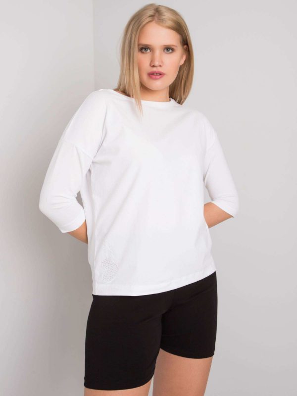 White plus size blouse with Toni applique