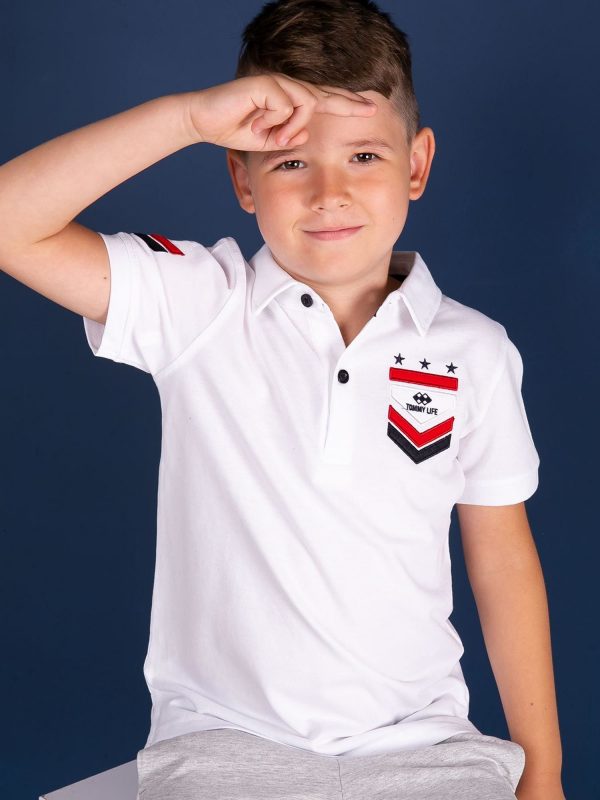 TOMMY LIFE white polo shirt for boy