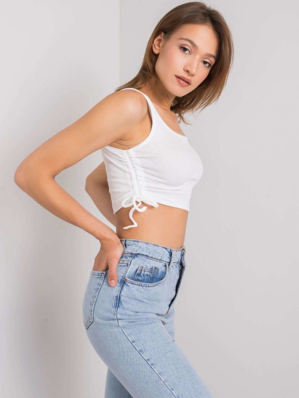 White crop top with welts Loretta RUE PARIS