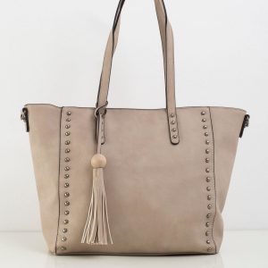 Beige eco-leather shopper bag