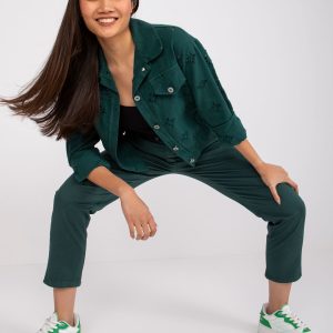 Women's Green Denim Jacket Colima