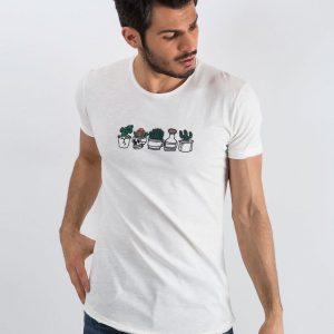 Ecru Men's T-Shirt Embroider