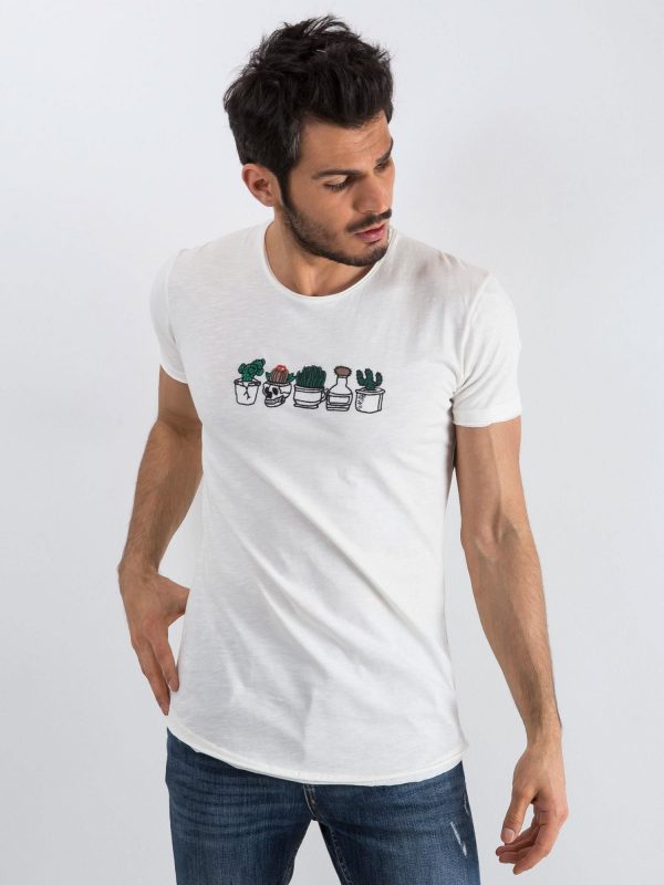 Ecru Men's T-Shirt Embroider