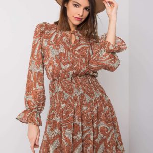 Brown dress with patterns of Larah RUE PARIS