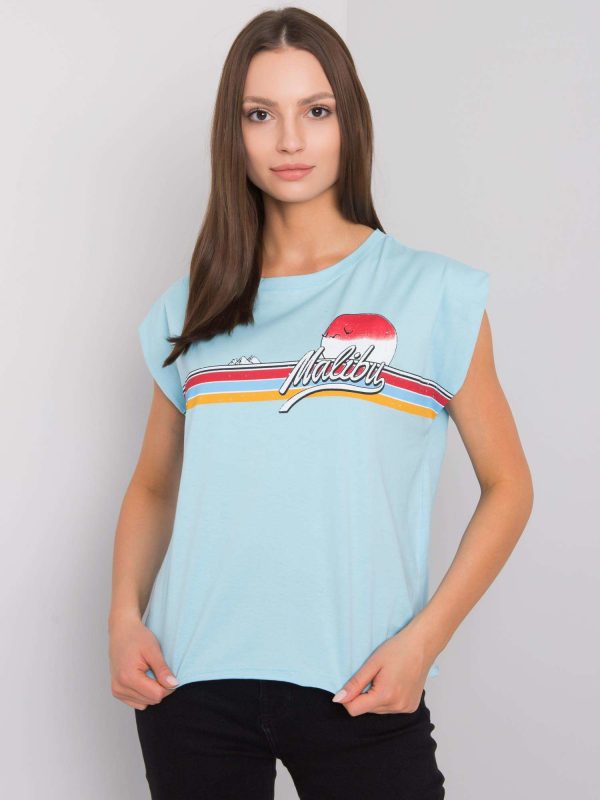 Light blue T-shirt with Malibu print