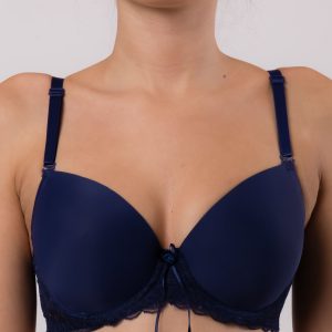 Navy blue bra with lace at the perimeter