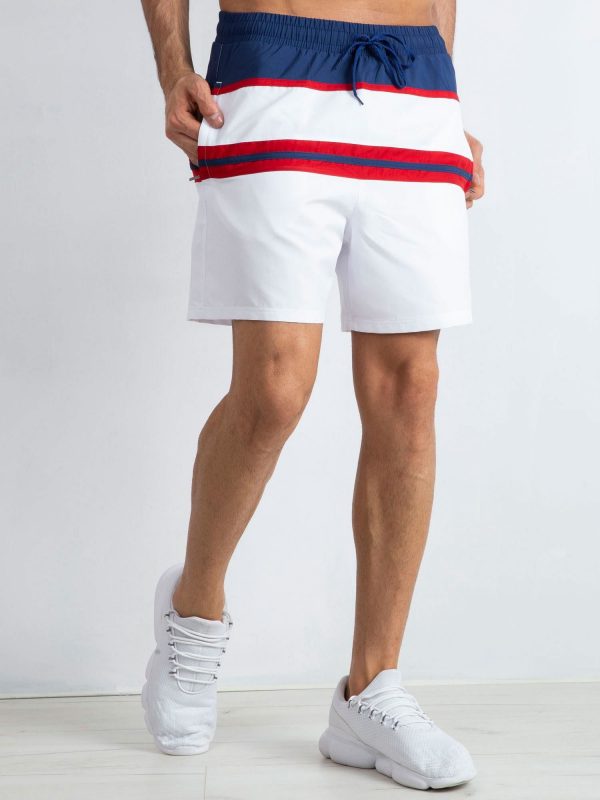 White-Navy Men's Stubborn Shorts