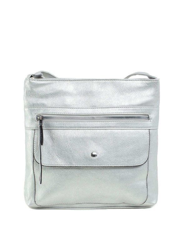 Silver shoulder bag with pockets