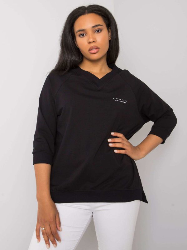 Naenia black plus size cotton sweatshirt