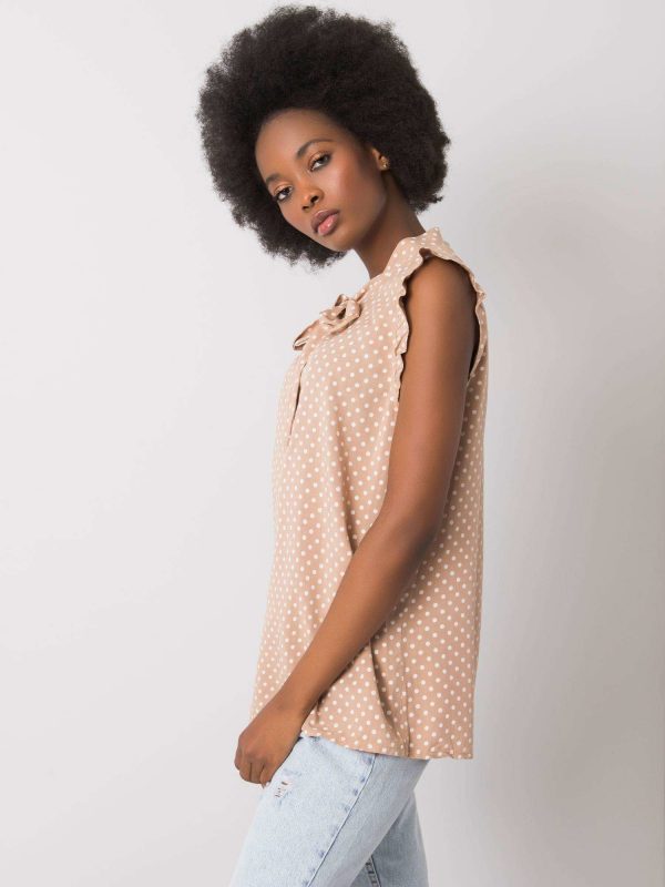 Camel blouse with polka dot Kaiya