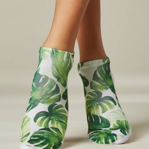 Socks feet with plant motif