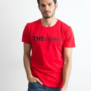 Men's Red Cotton T-Shirt with Print