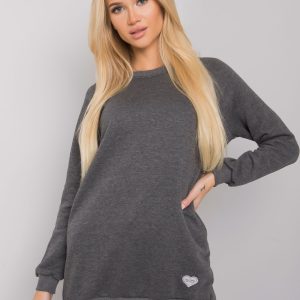 Dark grey melange cotton sweatshirt with pockets Candri RUE PARIS