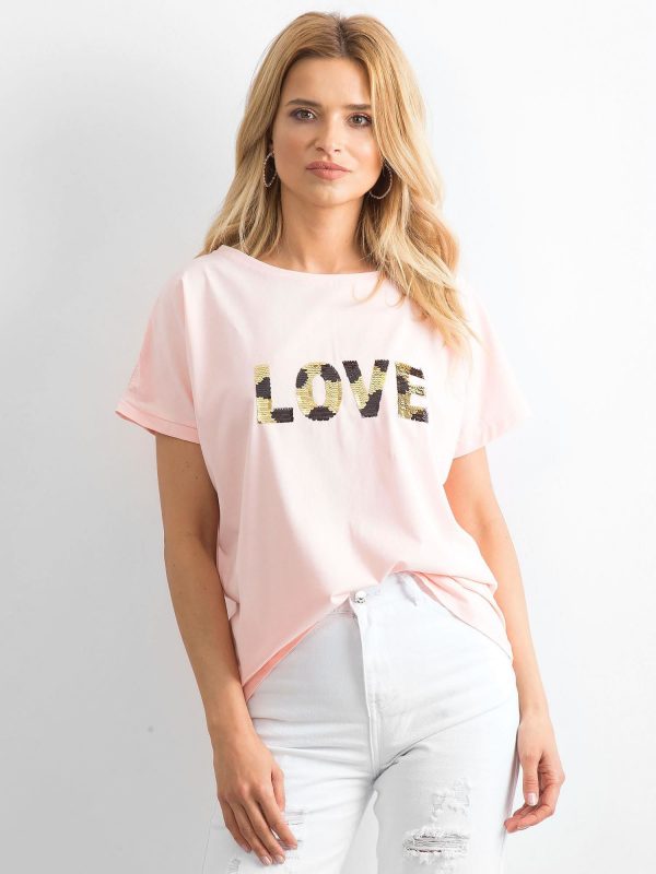 Light pink loose-fitting t-shirt Lovers