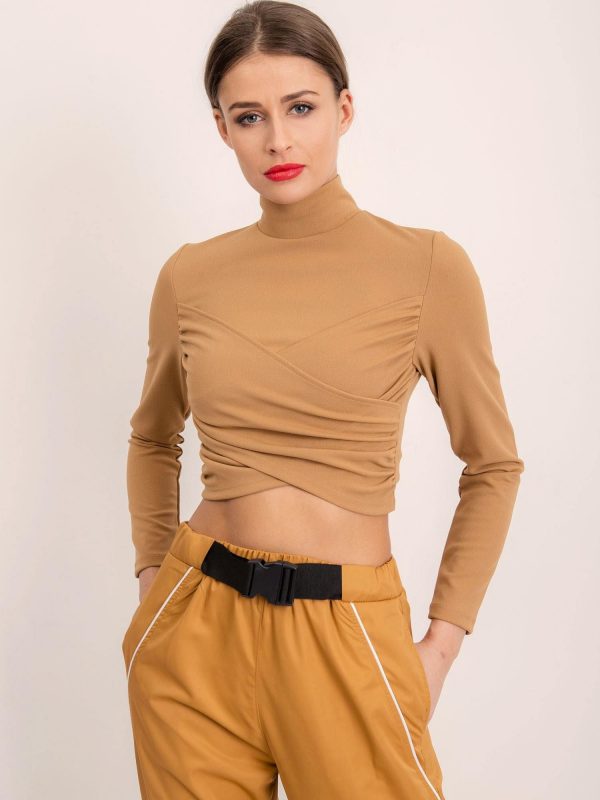 BSL Beige Turtleneck Short Blouse