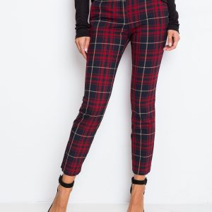 RUE PARIS Red and navy blue pants Checked