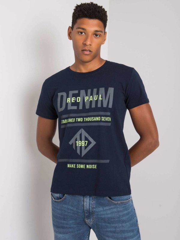 Navy Blue Men's T-Shirt with Asher Print