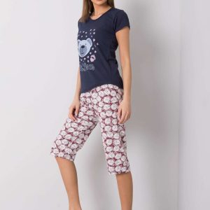 Navy Blue Printed Cotton Pyjamas