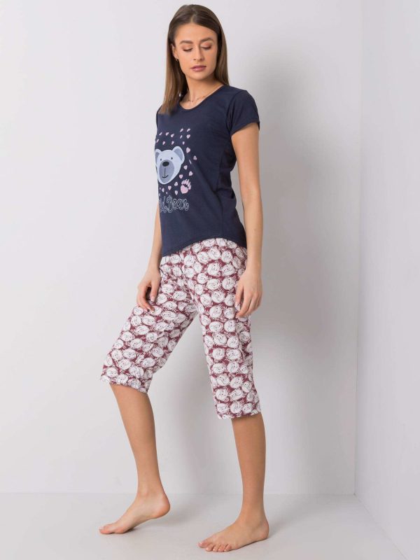 Navy Blue Printed Cotton Pyjamas