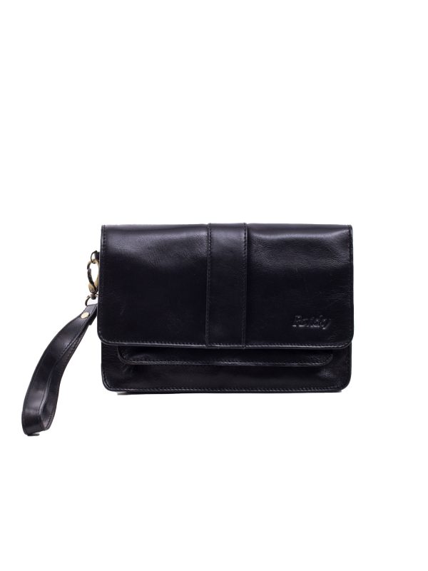 Black Genuine Leather Men's Sachet