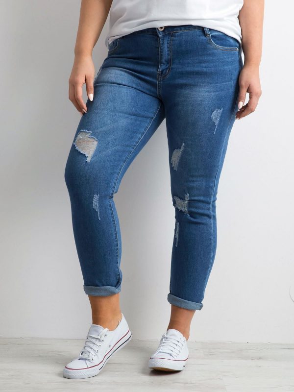 Blue denim tubes with holes PLUS SIZE