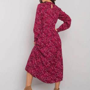 Burgundy women's dress with patterns Shaddia FRESH MADE